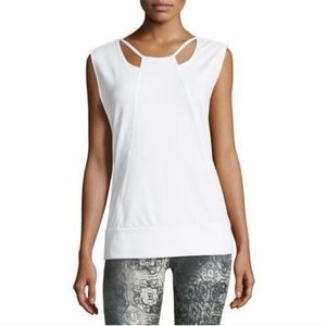 Nanette Lepore Play White Cutout Yoke Athletic Pullover Top, Size Medium
